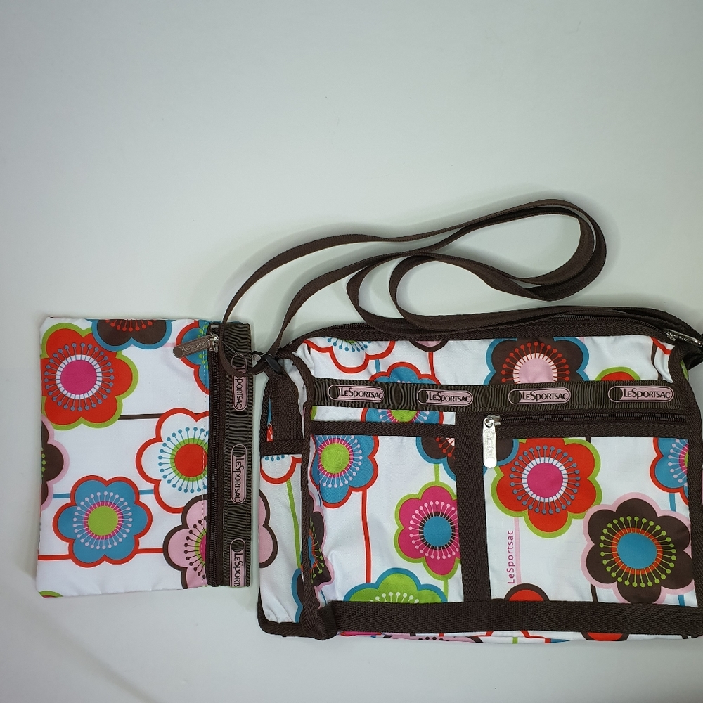 Lesportsac Graphic Flowers Classic Crossbody / Hobo Bag - Picture 8 of 12